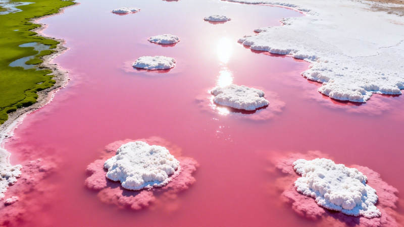 粉红盐湖 白云浮岛奇观图片