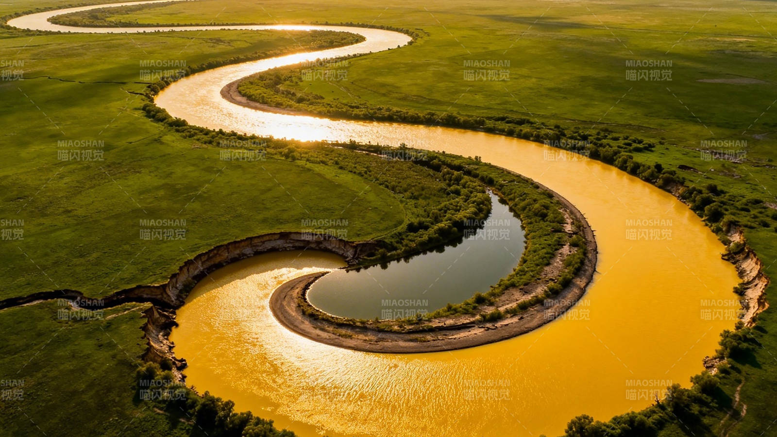 黄河九曲 绿野金流图片
