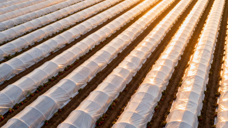 温室大棚整齐排列如波浪图片