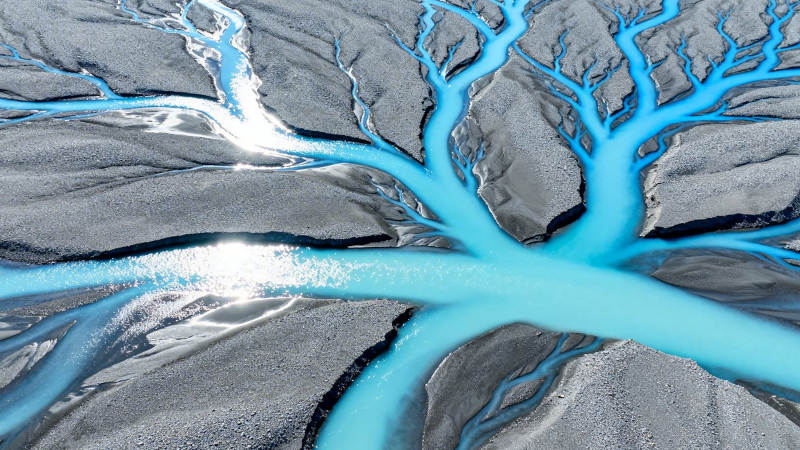 冰蓝河网 大地脉络图片