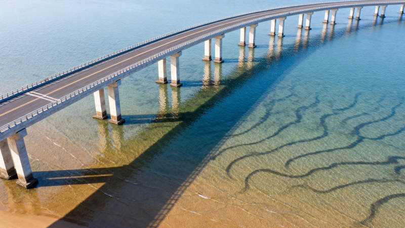 跨海大桥蜿蜒入碧蓝图片