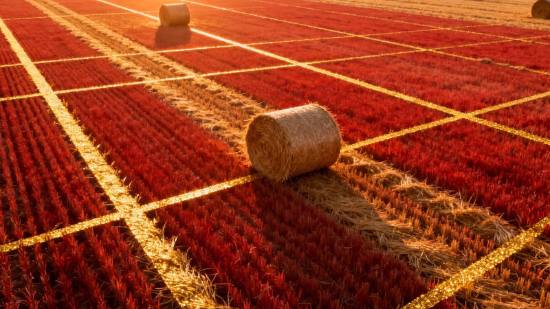 红田金线 草卷静卧夕照中图片