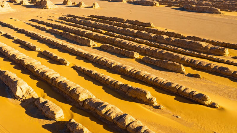 沙漠中的神秘石阵遗迹图片