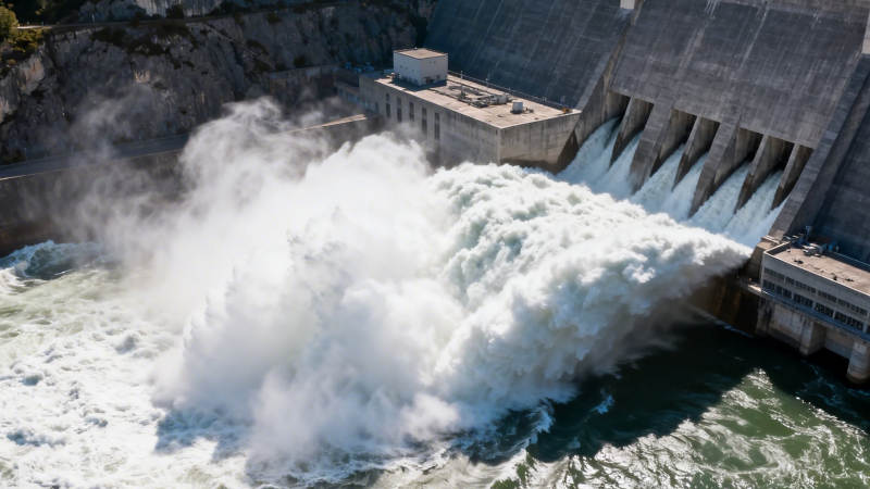 大坝泄洪 水势磅礴图片