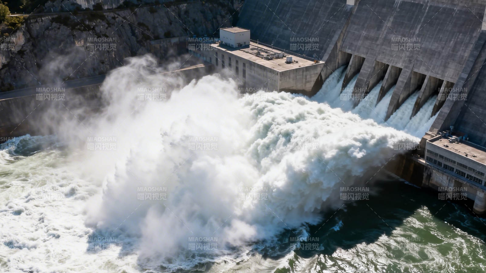 大坝泄洪 水势磅礴图片