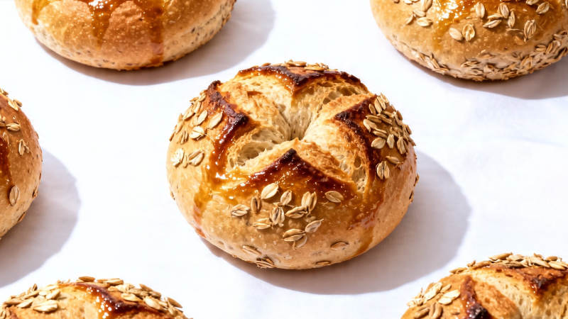 燕麦贝果 金黄酥脆香图片