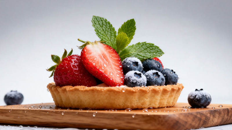 莓果挞配薄荷叶 清新诱人图片