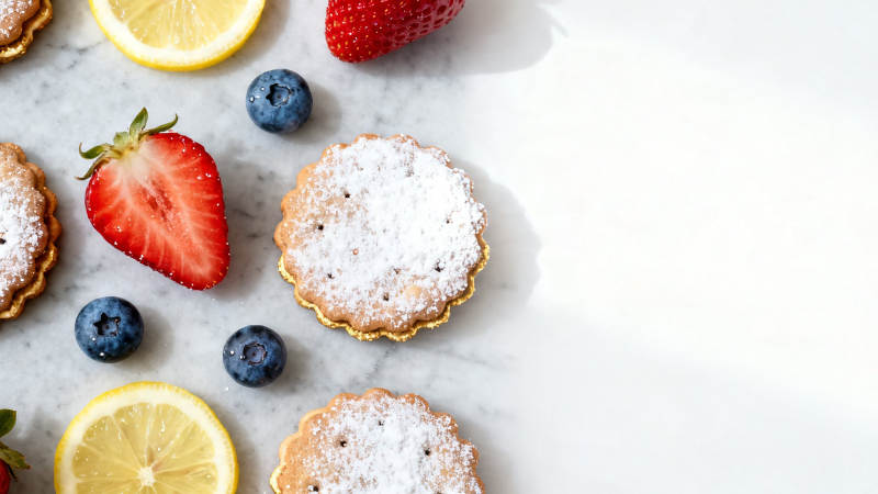 草莓蓝莓柠檬挞 清新甜点时光图片