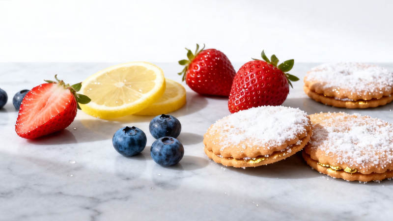 草莓柠檬蓝莓夹心饼干图片