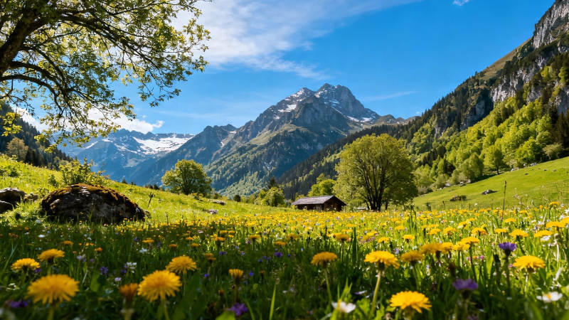 高山花海 春日仙境图片