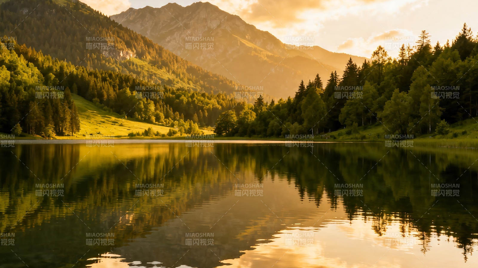 湖光山色映夕阳图片