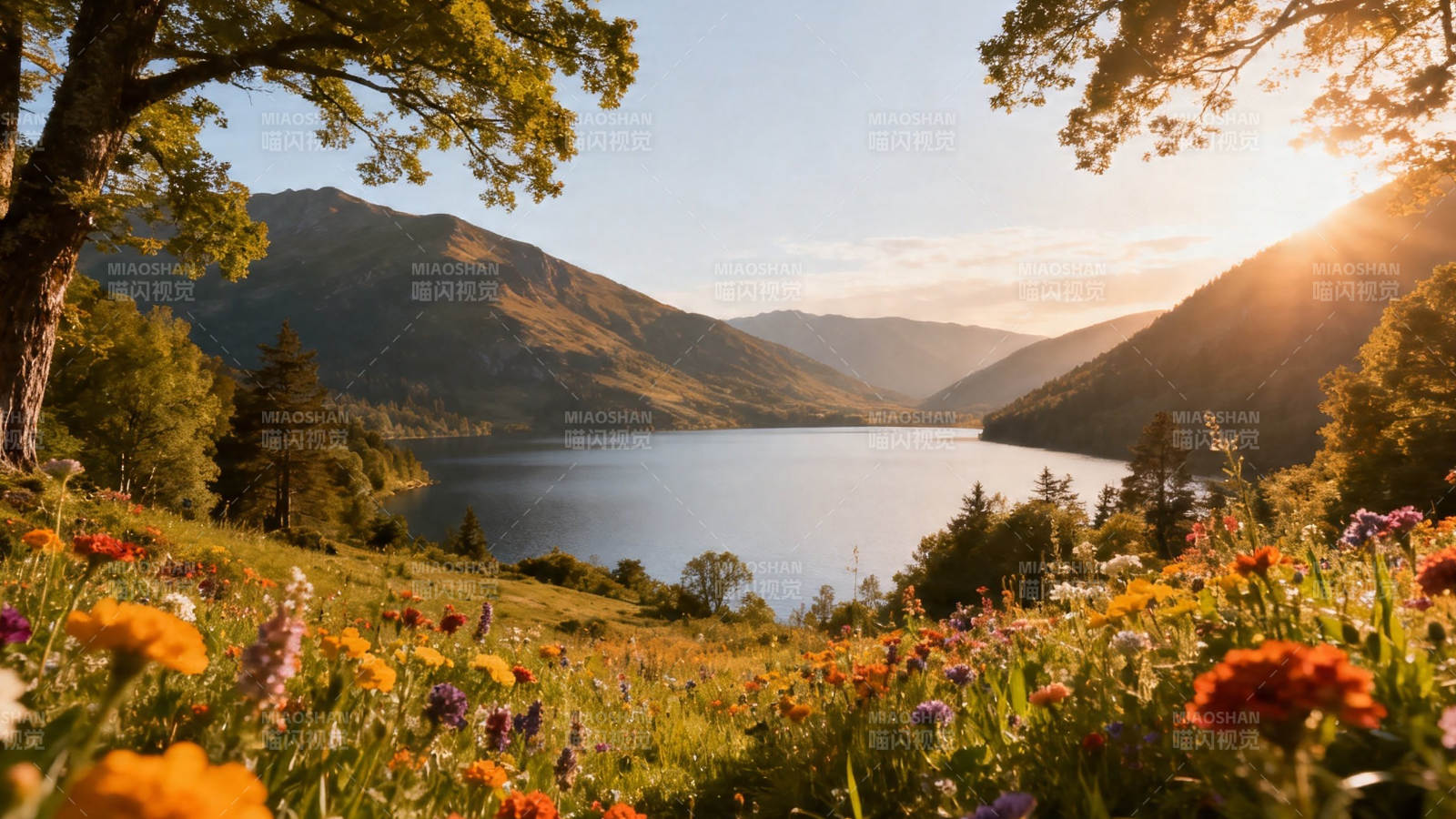湖光山色花满径图片