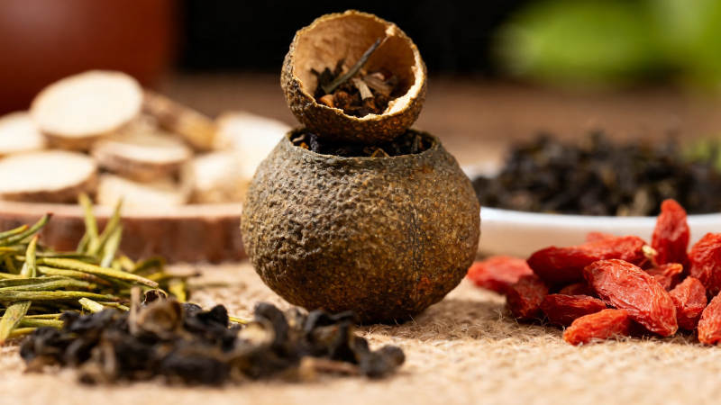 陈皮普洱配枸杞养生茶图片