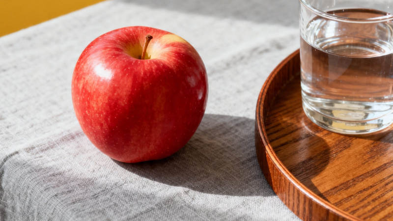 红苹果与清水杯静物图图片