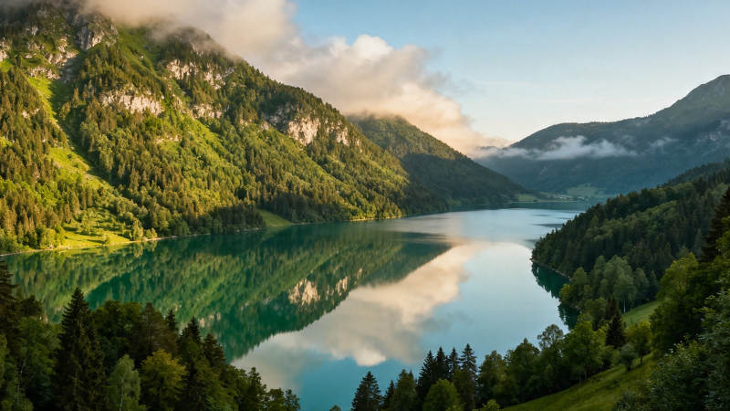 青山映湖 云影如画图片