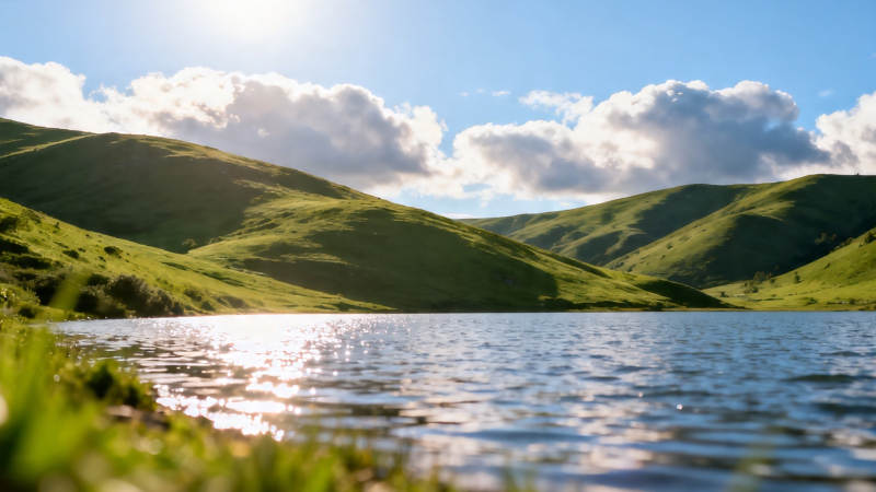 青山映湖 云影悠悠图片