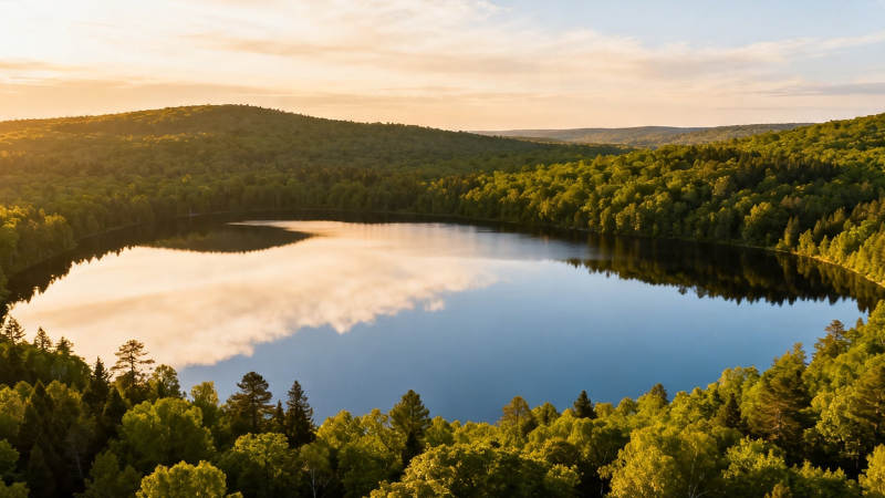 湖光山色映夕阳图片