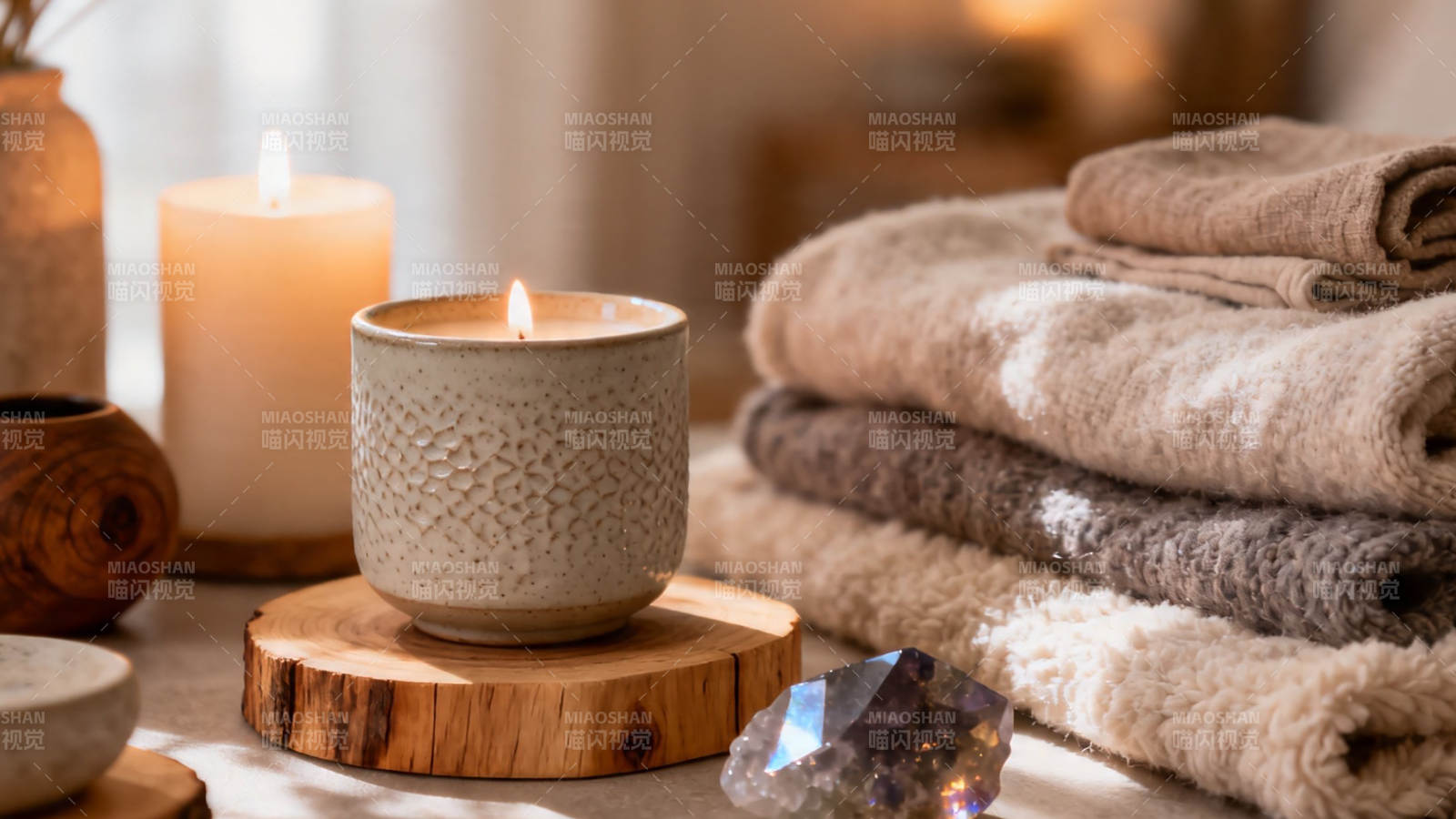 烛光毛巾 温馨疗愈时光图片