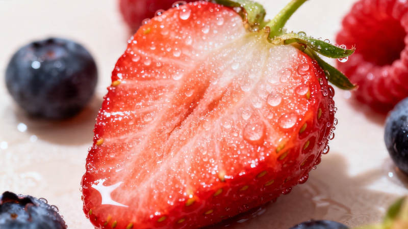 草莓蓝莓覆盆子 鲜果水珠诱人图片