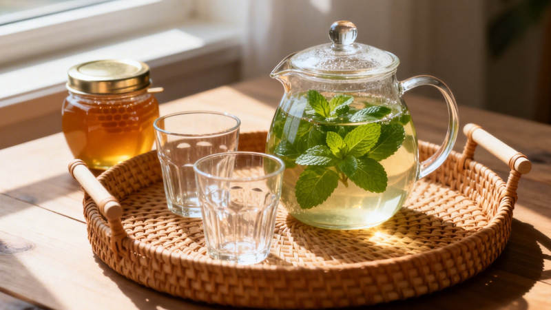 阳光薄荷茶 清新午后时光图片