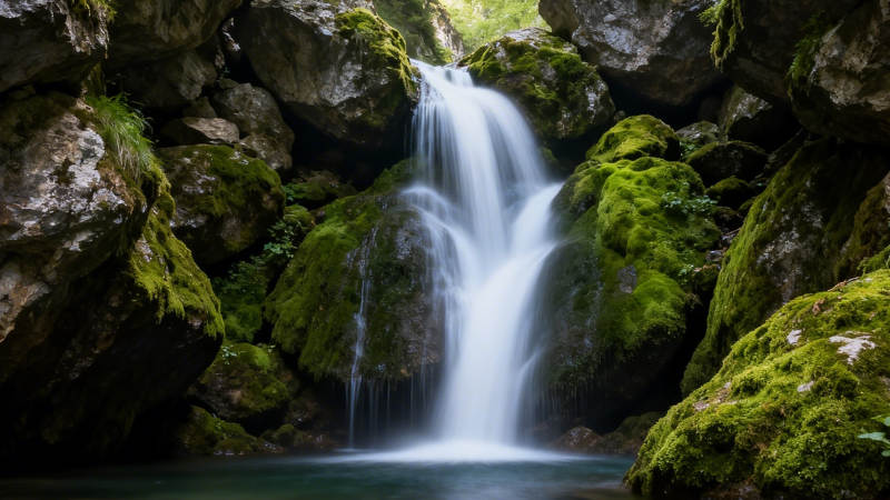 苔岩飞瀑 幽谷清音图片