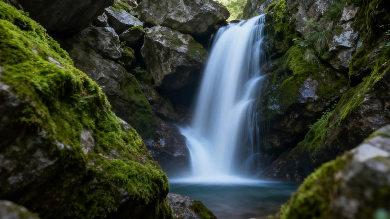 苔岩飞瀑 幽谷清音图片