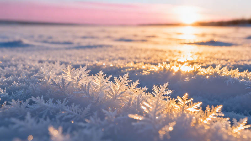 霜花映夕阳 冬景如诗画图片