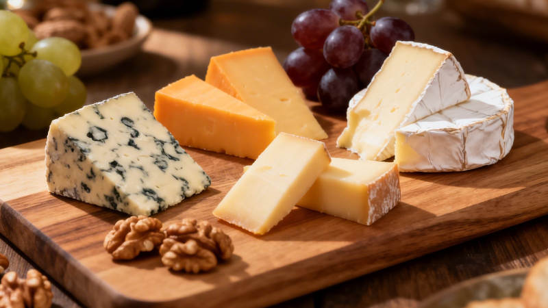 芝士拼盘配葡萄核桃图片