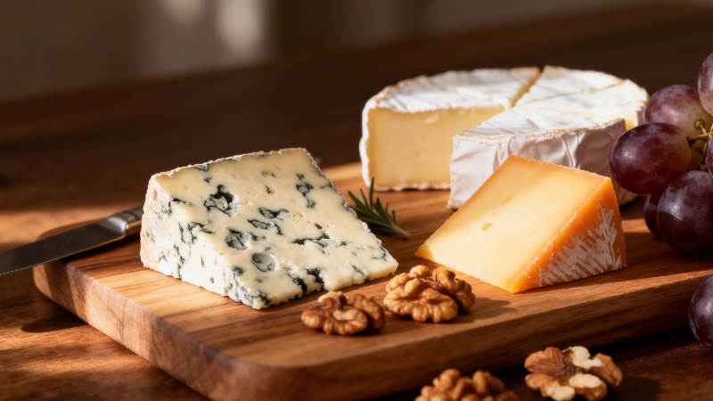 奶酪拼盘配葡萄核桃图片