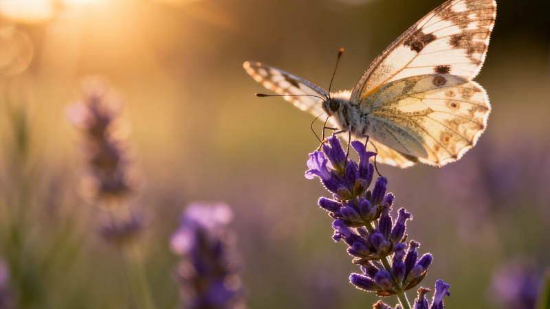 蝶舞薰衣草 夕照温柔时图片