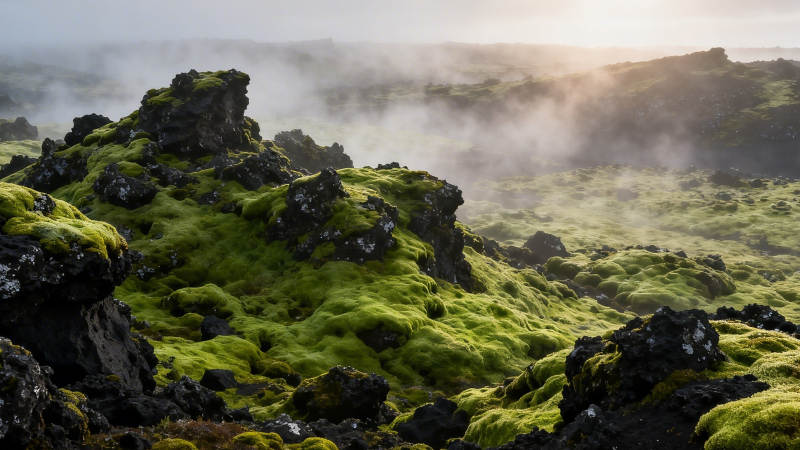 苔原雾境 绿覆黑岩图片