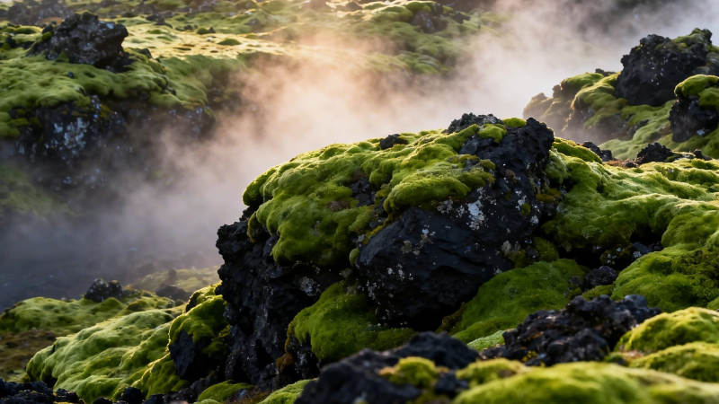 苔原雾绕 绿意盎然图片