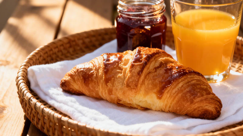 晨光中的法式早餐图片