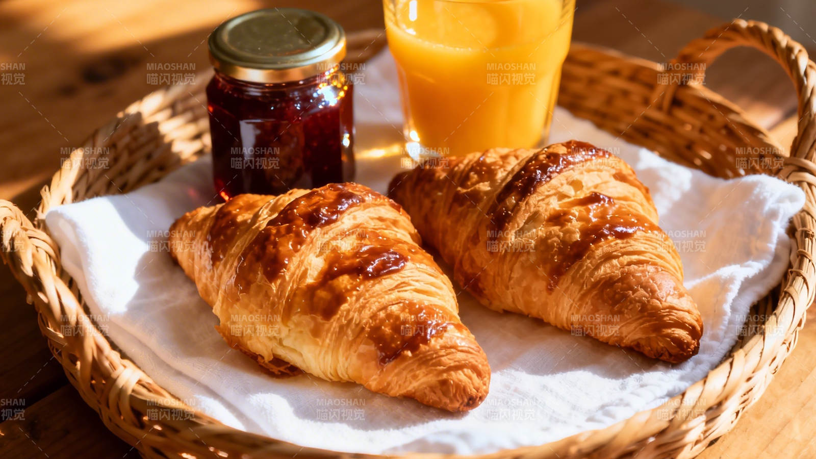 晨光早餐 羊角包配果酱橙汁图片