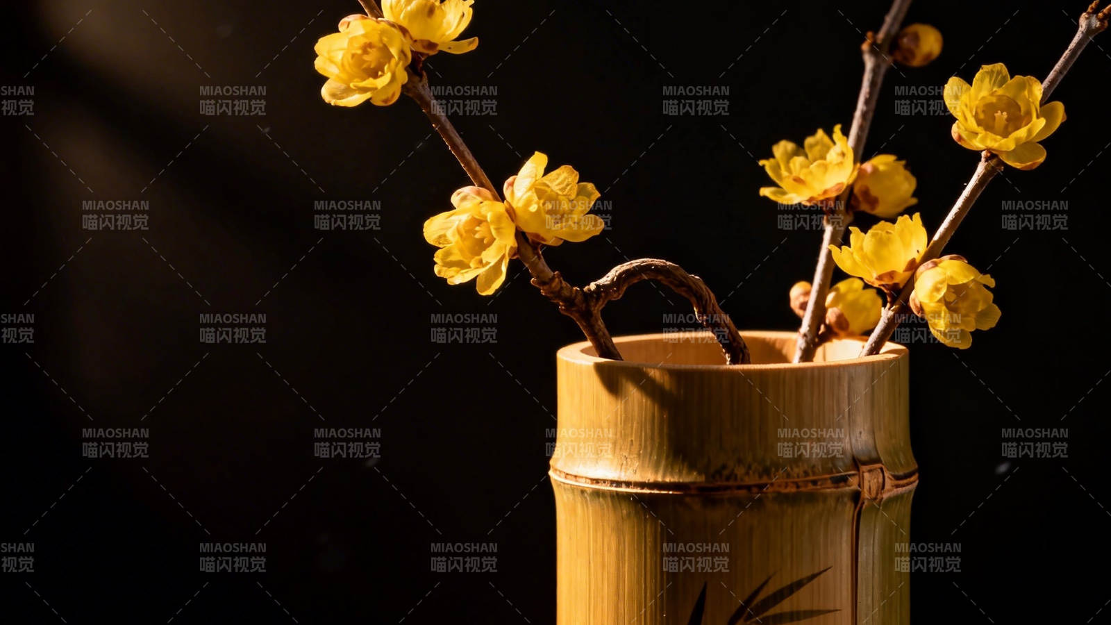 竹筒插梅 暗香浮动图片