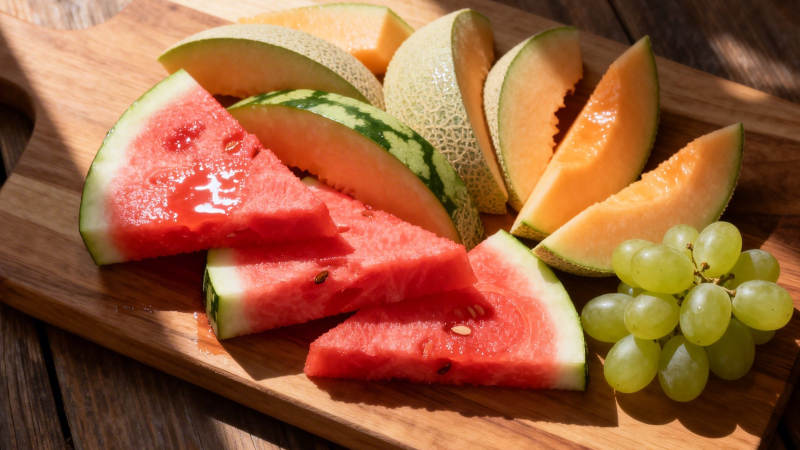夏日果盘 西瓜哈密瓜葡萄图片