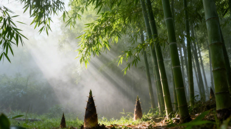 竹雾晨光 新笋破土生图片