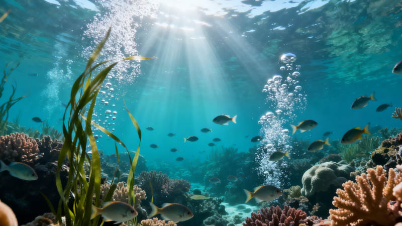 阳光穿透海底珊瑚世界图片