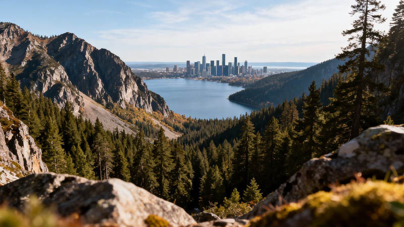 山城湖景 自然与都市交融图片