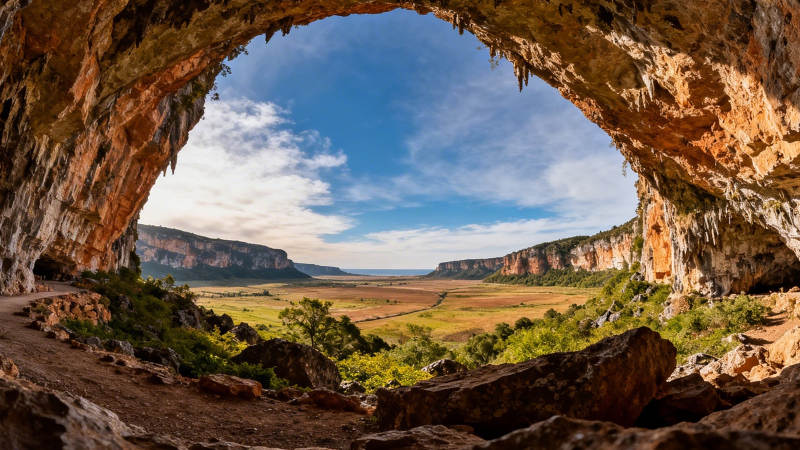 洞穴望野 天阔地远图片