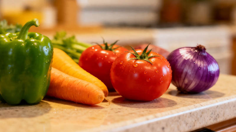 新鲜蔬菜摆盘 色彩缤纷诱人图片