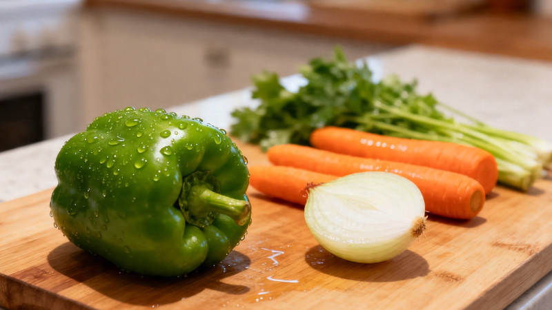 新鲜蔬菜备料中图片