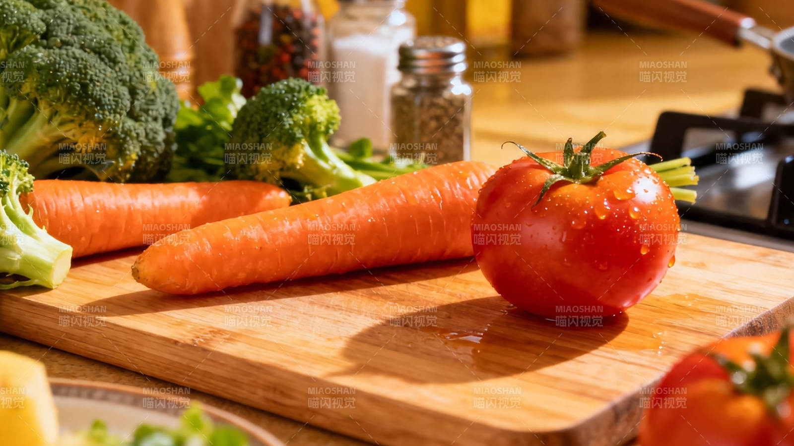 新鲜蔬菜备餐中图片