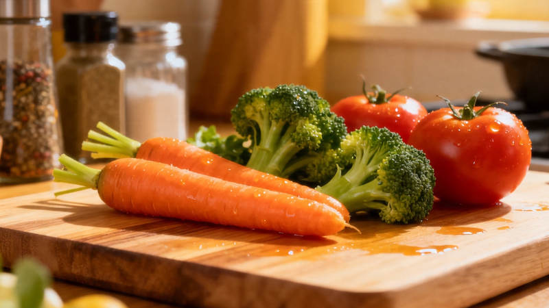 新鲜蔬菜待切 厨房飘香图片