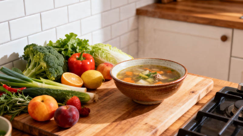 新鲜蔬果配热汤 健康美味一锅端图片