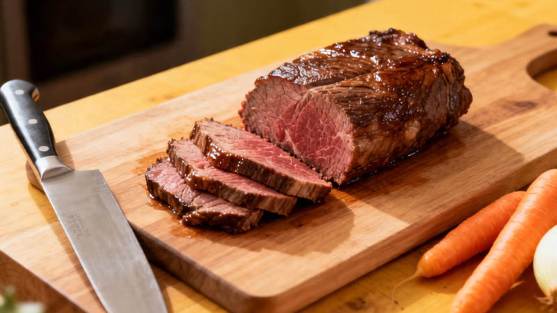 香煎牛排切片配胡萝卜图片