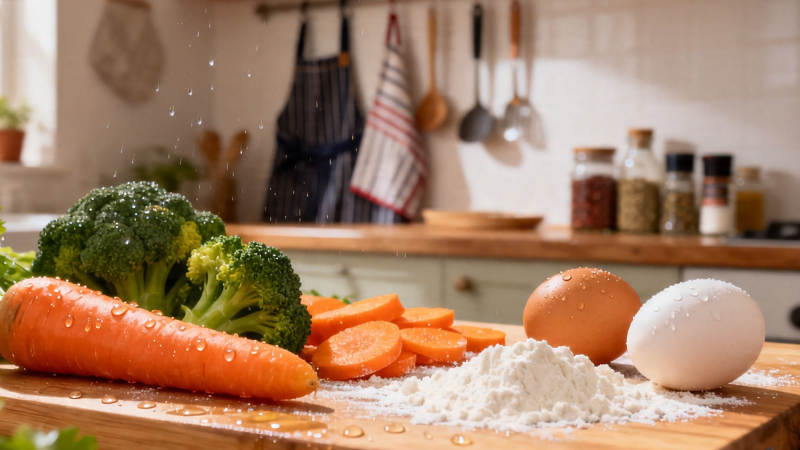 厨房食材准备中图片