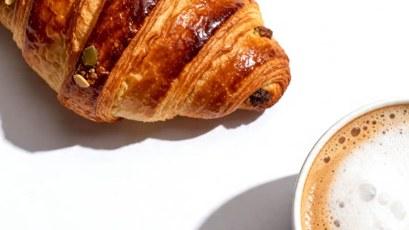 香酥羊角包配咖啡图片