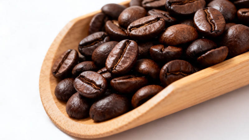 木勺盛香浓咖啡豆图片