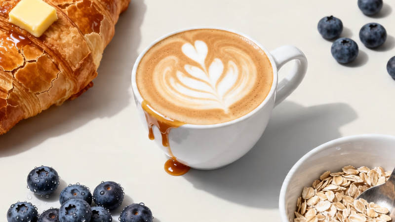 咖啡配蓝莓 早餐很治愈图片